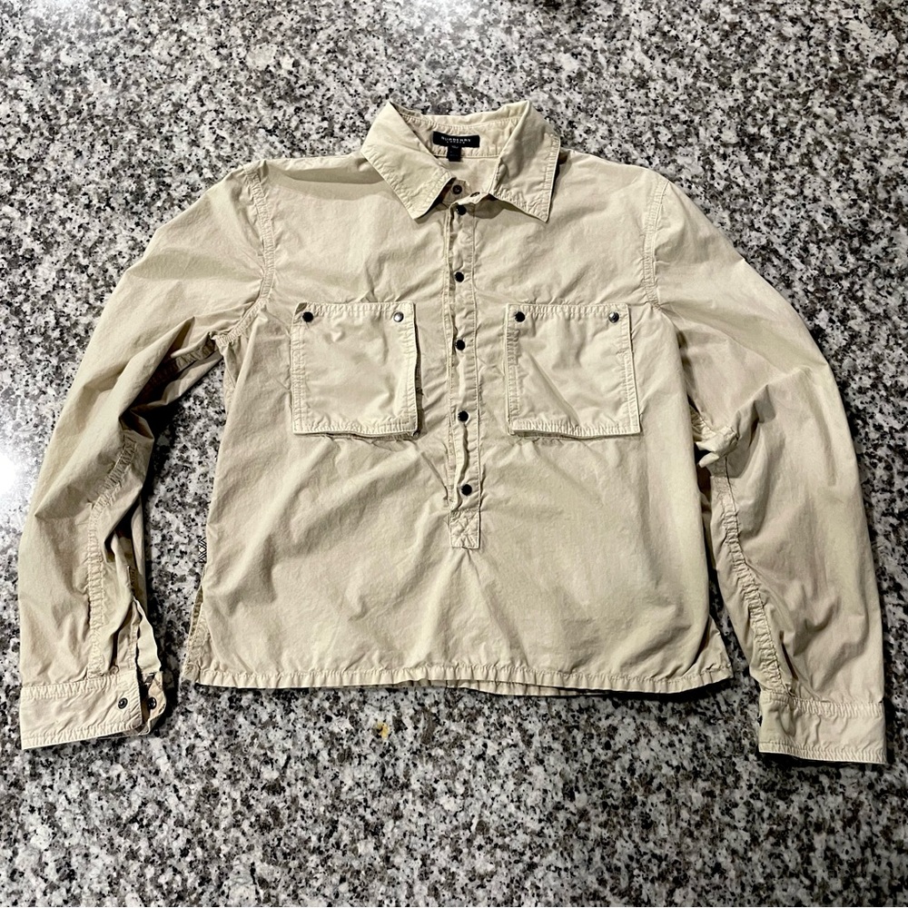 Burberry Beige Button-Up Pull Over Size 8 Shirt